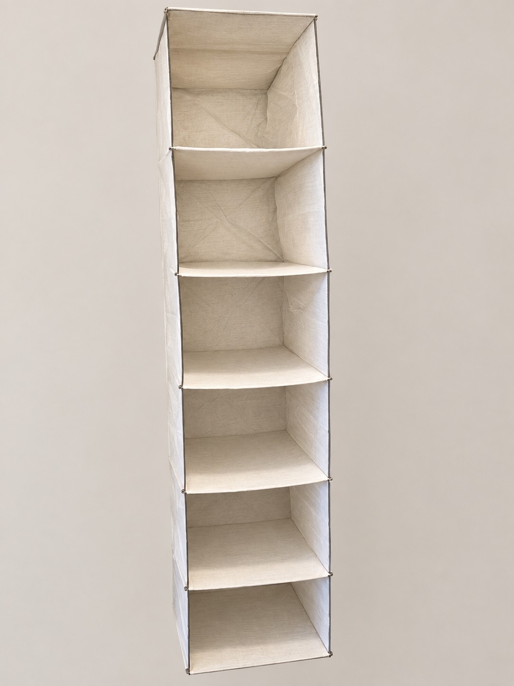 Neutral Beige Hanging Closet Organizer - 6 Shelf Fabric Storage
